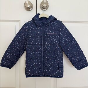 Vineyard Vines Kids' Blue Puffer Jacket with Dots